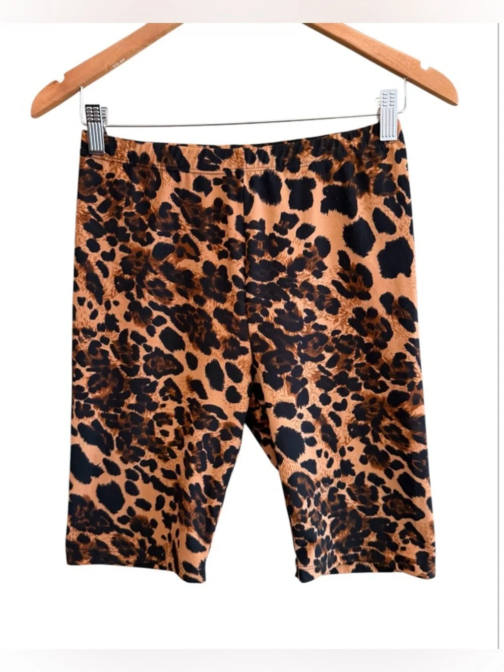 ZENANA Leopard-Print Bike Shorts in Brown and Black